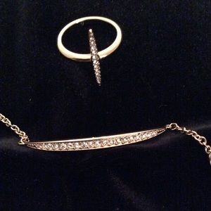 Beautiful gold plate & crystal bracelet and ring